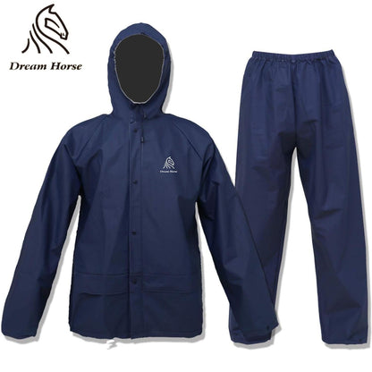 Ultra-Lite Rain Coat with Pants for Men Women, Waterproof Rain Suit for Sport, Rain Suits Lightweight Rain Gear (Navy) Beauty World Shop