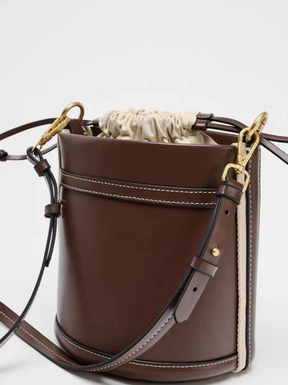 New Female Shoulder Bags Fashion Bucket Bag Handheld Bag Women'S PU Leather Bags Leisure Outdoor Crossbody Bags