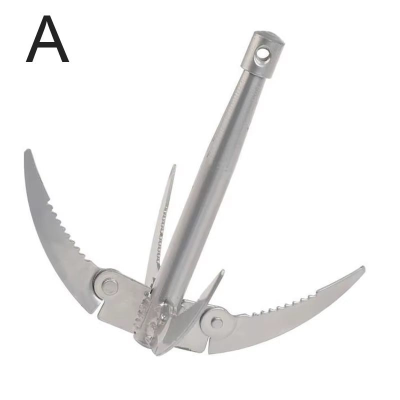 Folding Boats Anchor with Rope Outdoor Grappling Hook Survival Tool Sturdy Durable for Small Boat Canoes Fishing Supplies