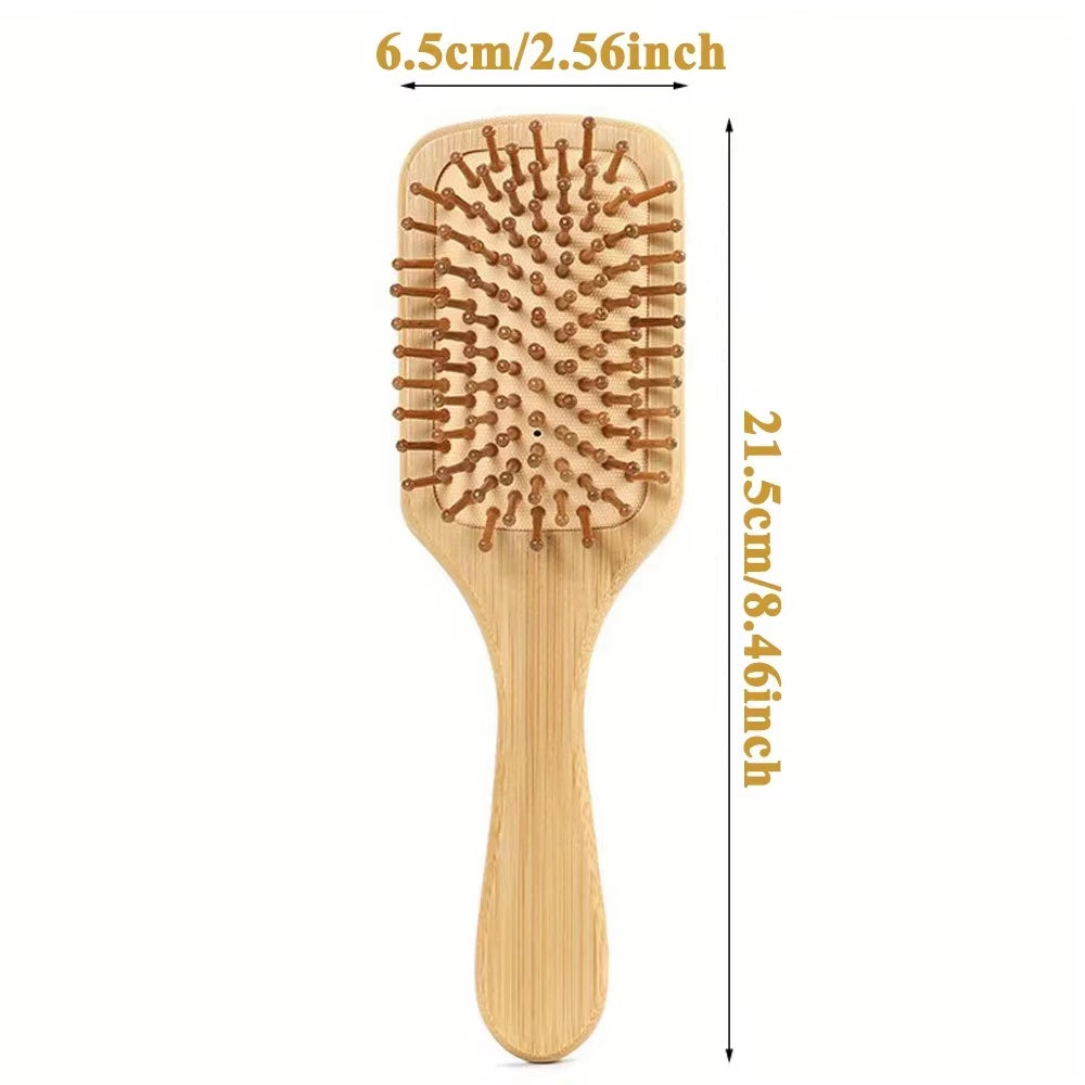 Bamboo Wooden Hair Brush Massage Comb Scalp Massager for Hair Growth Anti-Static Straightening Brush Soft Beard Baby Beech Brush