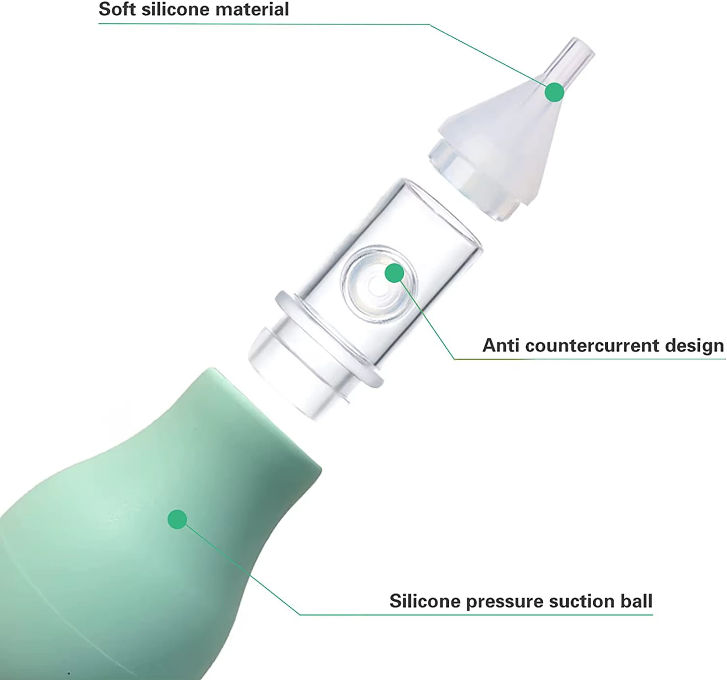 Soft Nasal Aspirator for Baby Anti-Back Flow Nose Sucker New Born Vacuum Nose Cleaner Silicone Baby Safety Care Diagnostic-Tool
