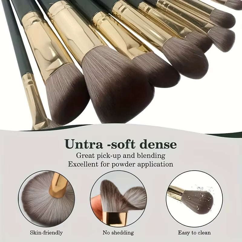 14-Piece Makeup Brush Set, Soft Nylon Bristles, Foundation Brush, Eyeshadow Brush Multi-Function Makeup Brush Travel Set