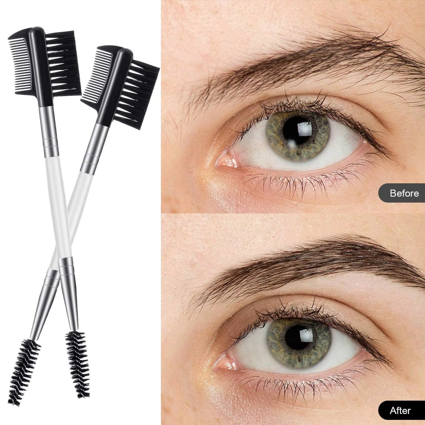 3 Pcs Eyelash Comb Eyelash Shaper and Eyebrow Brush Dual Comb Double Head Eyebrow Eyelash Makeup Grooming Tool for Women Girls