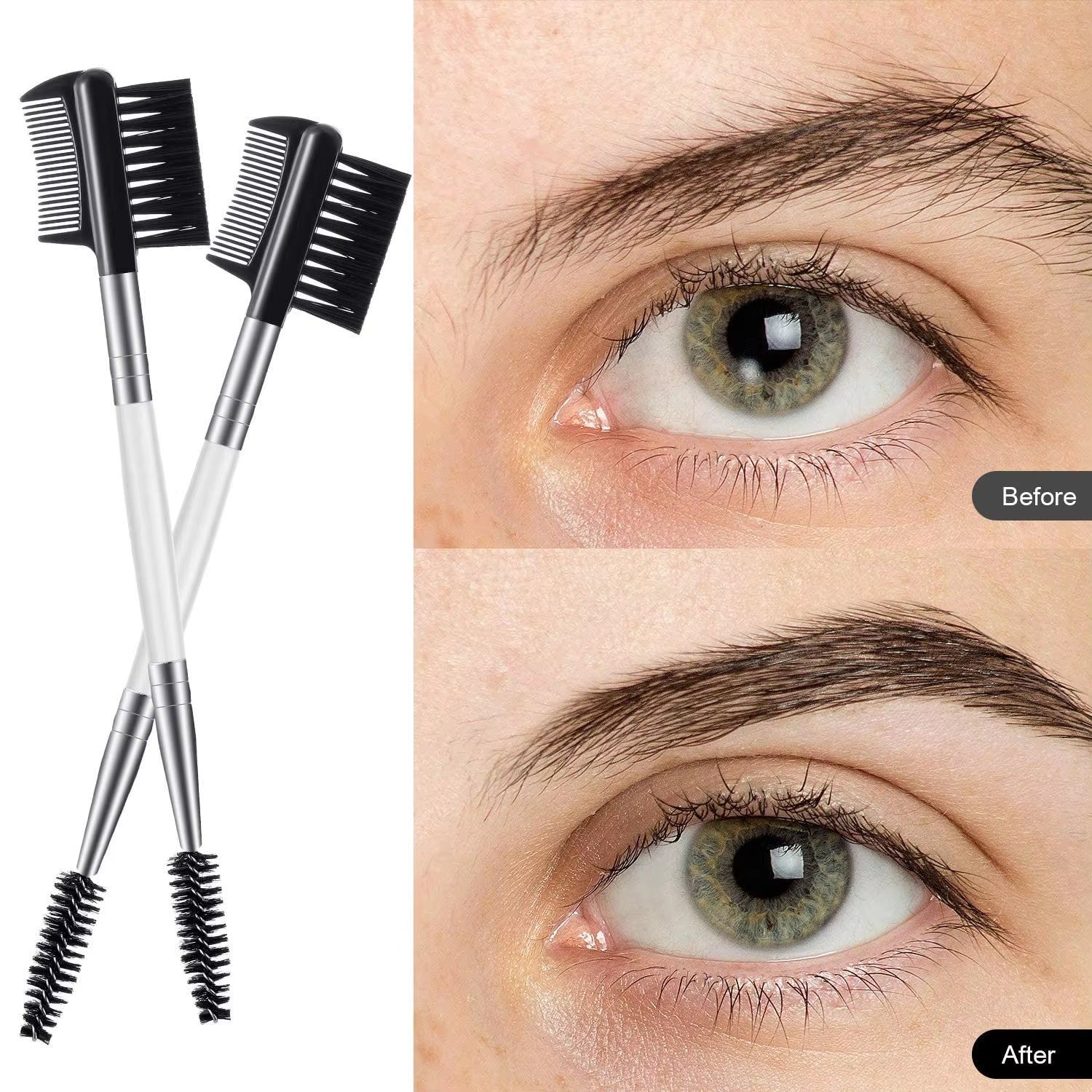 3 Pcs Eyelash Comb Eyelash Shaper and Eyebrow Brush Dual Comb Double Head Eyebrow Eyelash Makeup Grooming Tool for Women Girls