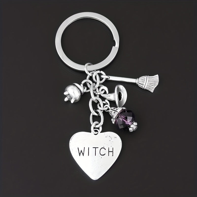 1pc Y2K Wizard Broomstick Keychain Witch Metal Key Ring Purse Bag Backpack Car Key Charm Halloween Cosplay Party Favor Gift Beauty Fashion