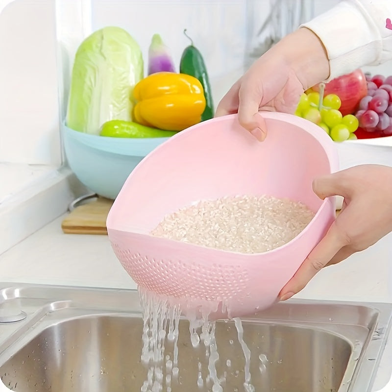 1pc Multi-Functional Kitchen Washing Basket Basin - Food-Safe Plastic with Drain Holes for Efficient Draining, Rinsing Rice, Vegetables & Fruits - Space-Saving Design for Small Kitchens & Dishwashing Beauty Fashion