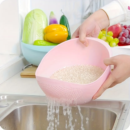 1pc Multi-Functional Kitchen Washing Basket Basin - Food-Safe Plastic with Drain Holes for Efficient Draining, Rinsing Rice, Vegetables & Fruits - Space-Saving Design for Small Kitchens & Dishwashing Beauty Fashion