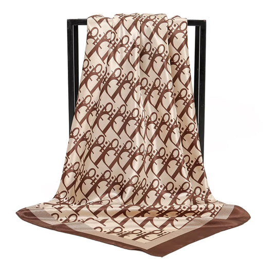 1 Pcs 90Cm Ladies' Silk Scarf Vintage Fashionable Versatile Printed Silk Spring Hair Band Hijab Sunsceen Neckerchief Shawl Wraps