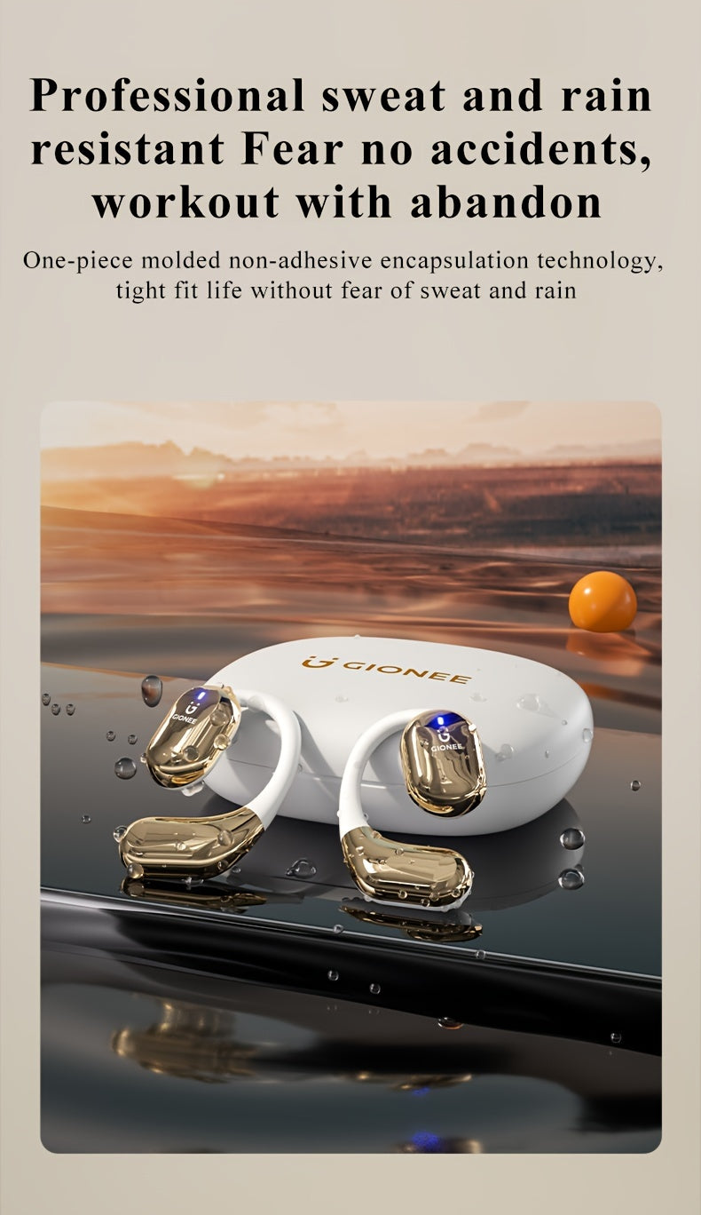 Gionee001True Wireless Earbuds With Mic, TWS In-Ear Headphones With ENC Noise Cancelling Mic, Sport Earhook Headset, Stereo In Ear Headphones With LED Display Charing Case, Wireless Running Sports Earbuds Earhook Beauty World Shop