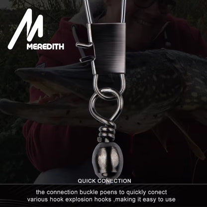 50Pcs/Lot Fishing Connector Pin Bearing Rolling Swivel Stainless Steel with Snap Fishhook Lure Tackle Accessorie
