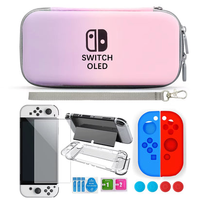 For Nintendo Switch Oled Case Bundle Bag Pack Game Accessories Kit Hard Shell Travel Storage Bag Joycon Protective Cover Grip