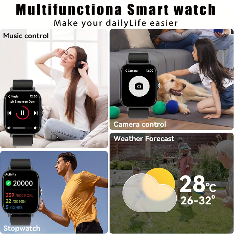 New Multi-functional Smartwatch, 1.83-inch Full Touch Screen, Built-in Microphone And Speaker HD Call, Music Playback, Multi-sport Mode Sports Watch, Step Counting Sleep Monitoring, Suitable for iPhone/Android Phones, Suitabl Beauty World Shop