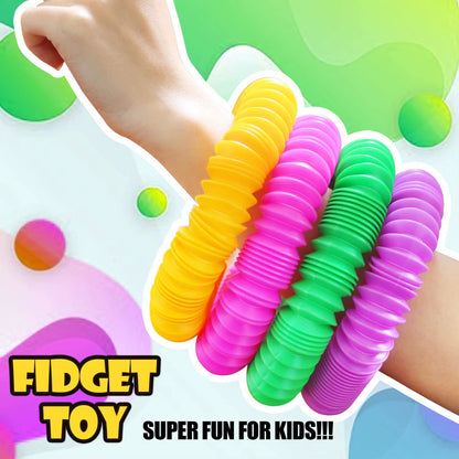 4 Pack Pop Tube Sensory Fidget Toy 4Pcs Random Colorful Heavy-Duty for Construction Educational Toys for Stress Autism ADHD