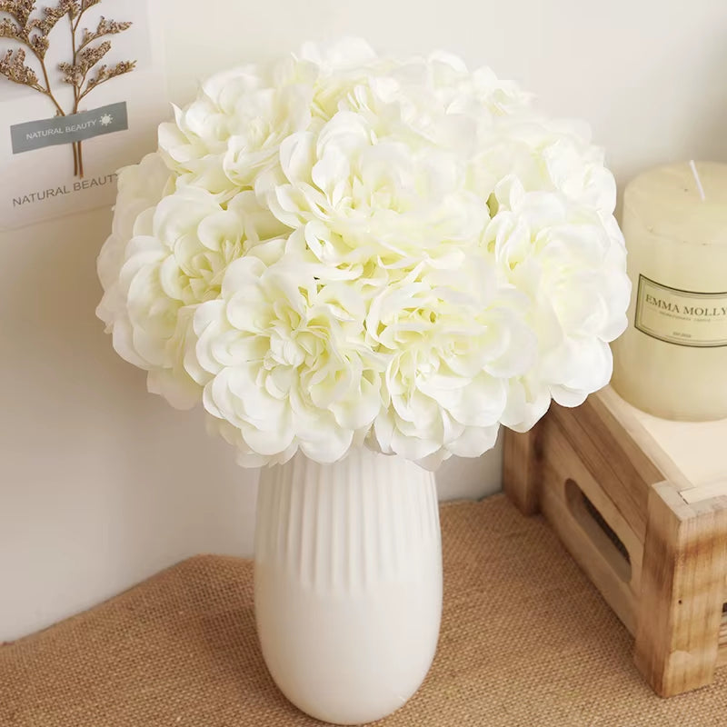 5Pcs Beautiful Artificial Peony Flowers High Quality White Bouquet Wedding Home Table Decor Fake Flowers Christmas Arrangement