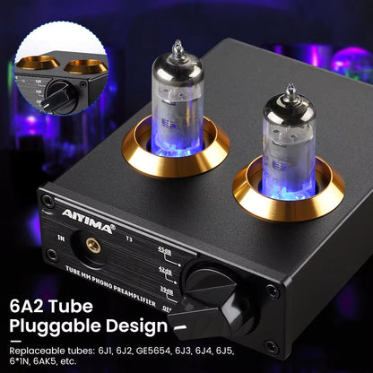 Hifi Vacuum 6A2 Tube MM Phono Turntable Preamplifier Hifi Stereo Phonograph Preamp Amplifier Vinyl Record Player DIY 12V