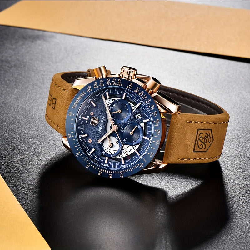 BENYAR Watches For Men Analog Quartz Chronograph Luminous Big Face Mens Watches Business Work Sport Casual Fashion Designer Dress Men'S Wrist Watches Elegant Gift For Men Beauty World Shop