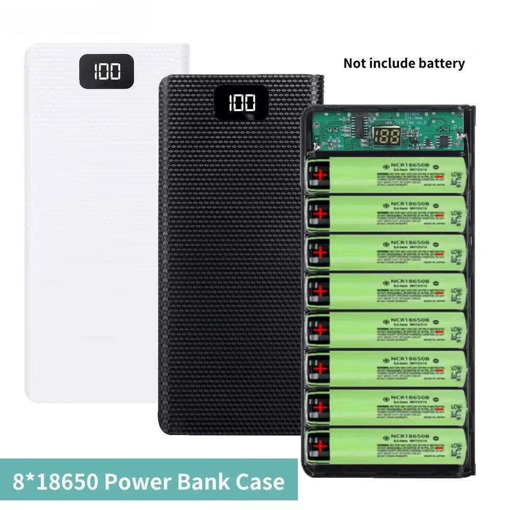 DIY 8*18650 Battery Power Bank Case Charge Storage Box 5V Dual USB Type C Battery Holder Box PD QC3.0 Fast Charge for Smartphone