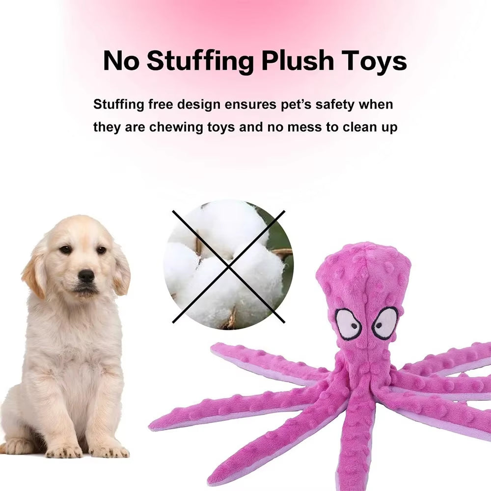 Dog Vocal Toys Octopus Non-Stuffed Soft Plush Toy Puppy Educational Teething Chew Toys Pet Supplies for Small Medium Dogs