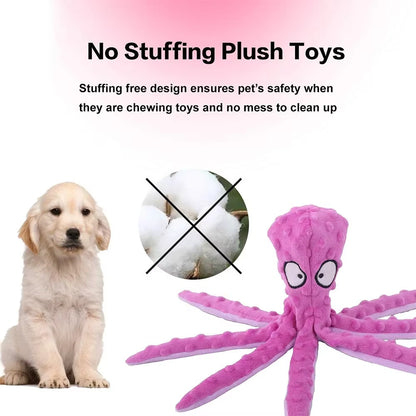 Dog Vocal Toys Octopus Non-Stuffed Soft Plush Toy Puppy Educational Teething Chew Toys Pet Supplies for Small Medium Dogs