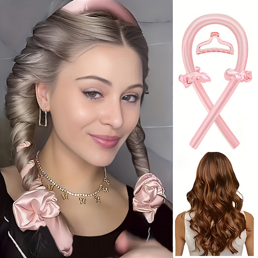 Minimalist Fabric Hair Curler with Bow Detail - Solid Color, Single Piece, Ideal for Christmas Festival Hairstyling Accessory, Christmas Hair Styling Tool|Elegant Accessory|Fabric Constructio Beauty Fashion