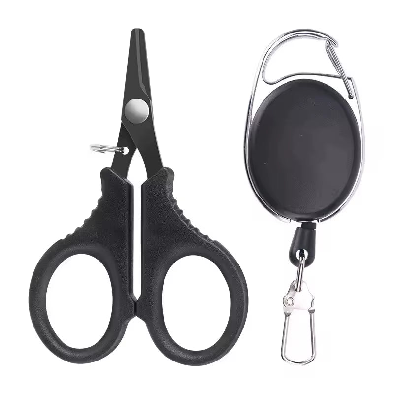 WEIHE Steel Fishing Scissors Set Pesca Scissors with Badge Reel Cutting Line Tool Fishing Tools