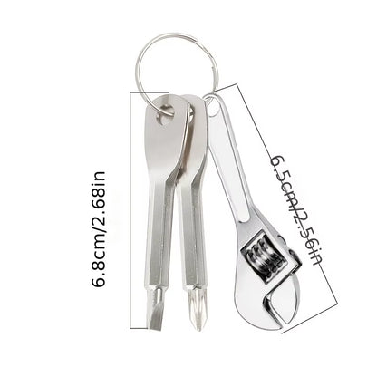 3-Piece Mini Portable Screwdriver Set, Multifunctional Mini Wrench Keychain - Suitable for Bicycle and Motorcycle Repair Tools