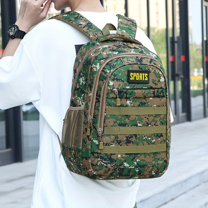 Multi-Pocket Tactical Backpack - Lightweight Nylon Sport & Outdoor Bag for Men and Women, Adjustable Straps, Camo Design, Ideal for Travel, Camping, and Gifts, Outdoor Backpack Beauty World Shop