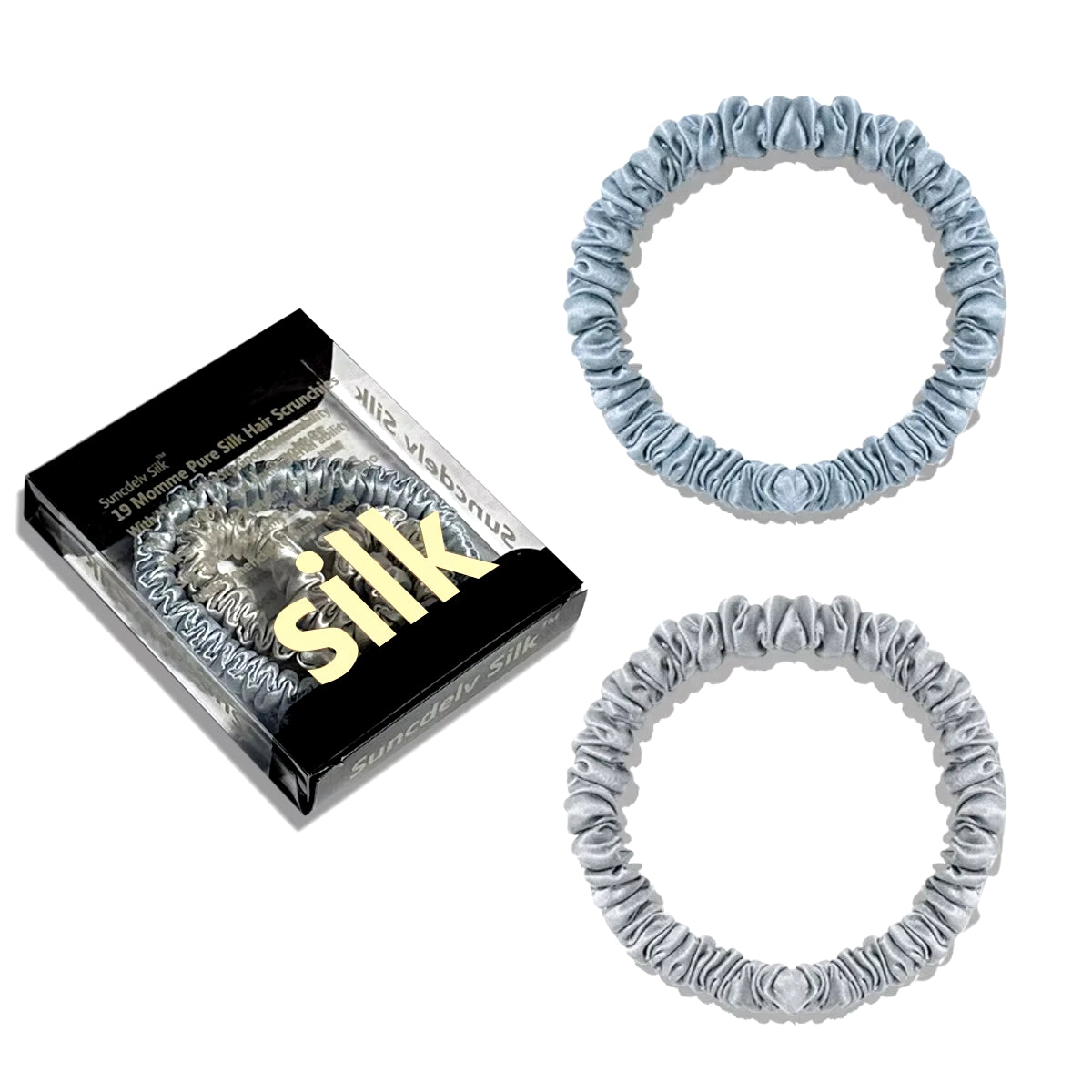 2PCS Box 100% Natural Silk Solid Color Hair Ties High Quality Hair Scrunchies (22Momme) Women Big Hairbands Hair Accessories