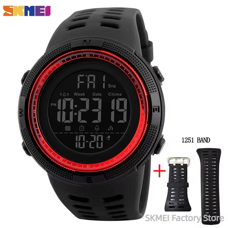 1251 Digital Watch for Men Waterproof Sports Electronic Countdown Mens Wristwatches Military Date Clock 1560 Reloj Hombre