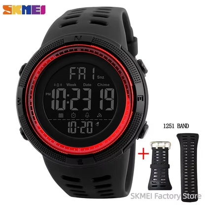 1251 Digital Watch for Men Waterproof Sports Electronic Countdown Mens Wristwatches Military Date Clock 1560 Reloj Hombre