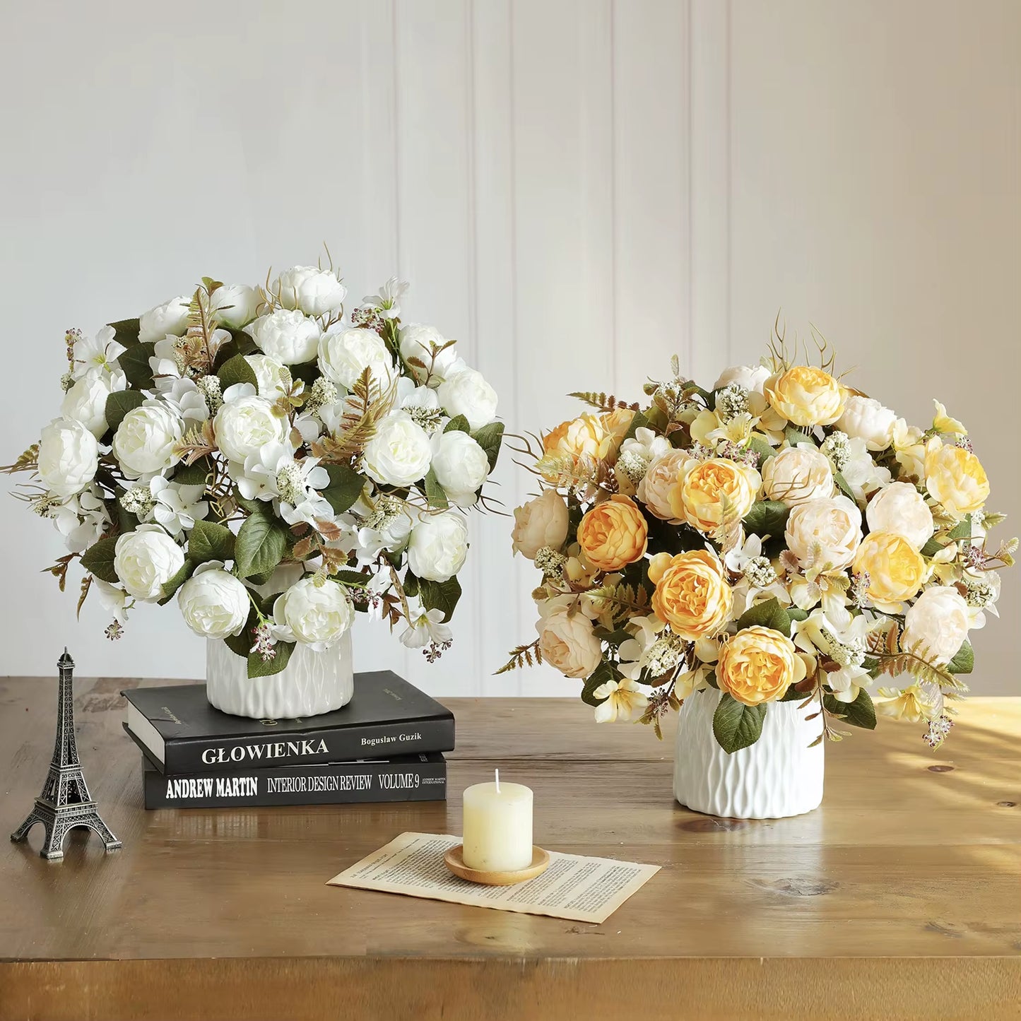 1PC Artificial Flowers Wedding Home Bedroom Decoration Bridal Bouquet Garden Fake Silk Peony Hydrangeas Vase for Board Outdoors