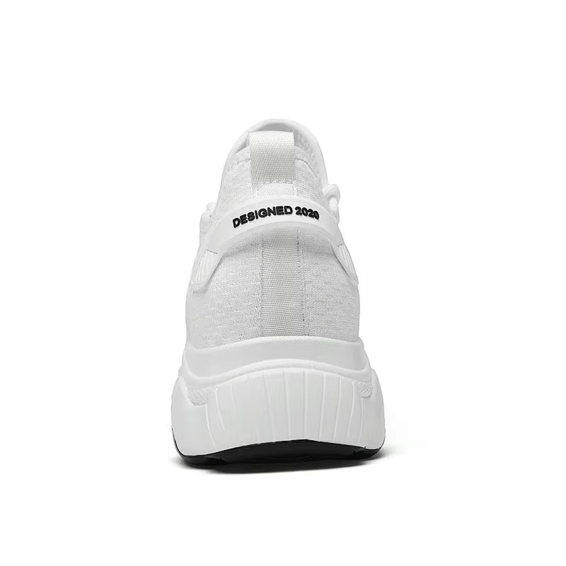 Summer Men Elevator Shoes Breathable Mesh Height Increase Sneakers Men Shoes Inner Length 7Cm Outdoor Leisure White Taller Shoes