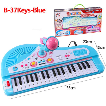 37 Keys Kids Electronic Piano Organ Keyboard with Microphone Education Toys Musical Instrument Children Boy Girl Gifts