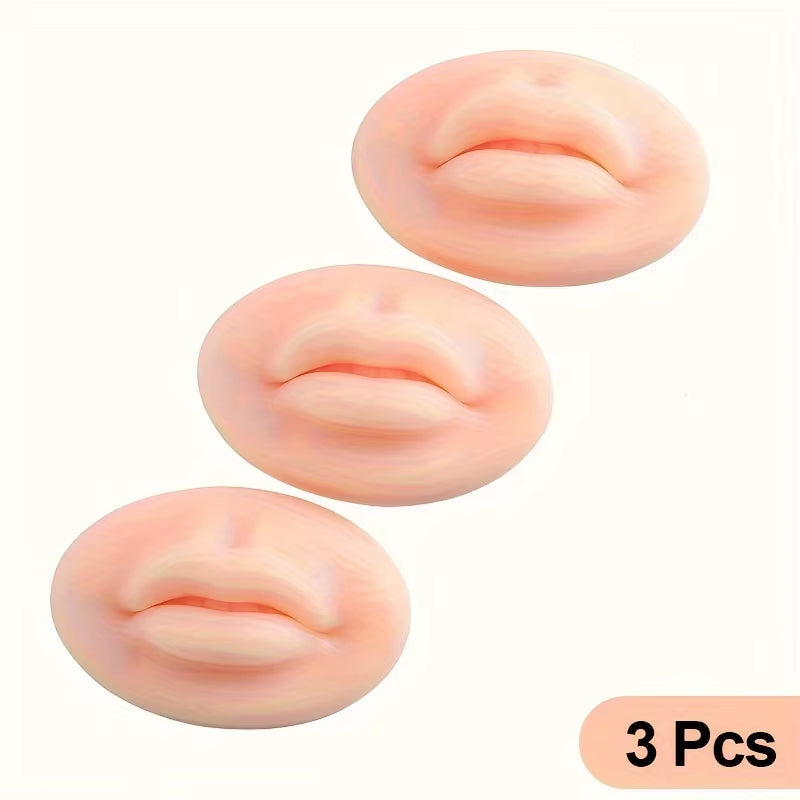 1/3/5Pcs Soft Silicone Lip Practice 3D Practice Lips Mold with Teeth Reuseable Training Skin for Lip Blush Permanent Makeup