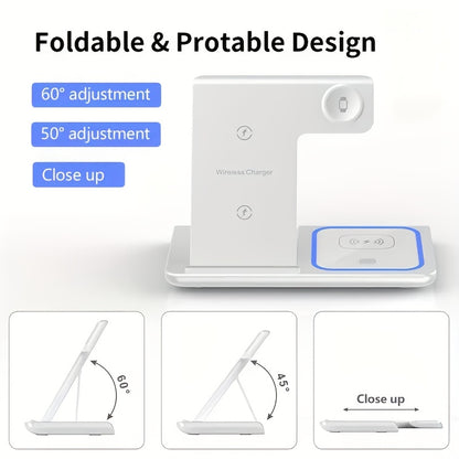 TIMESS-Wireless Charging Station 3-in-1 Standard 15W Fast Mag-Safe Charger Stand with QC3.0 Adapter, Suitable for iPhone 15 14 13 12 11 X 8 Pro Max/Pro/Mini/Plus, for iWatch Ultra 9/8 7/6/5/4/3/2, for Airpods 3/2 Beauty Fashion