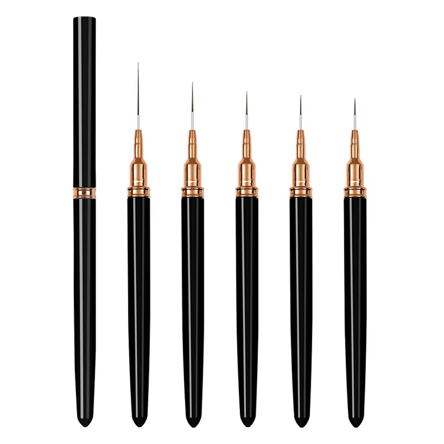 5PCS Nail Art Liner Brush Set - French Stripe/Line/Flower Painting Pens for Acrylic Gel Polish Manicure