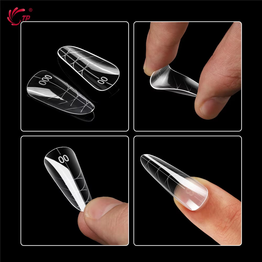 TP New Nail Dual Form Acrylic False Nail Tips Quick Building Gel Mold Reusable Nail Extension Top Forms for Poly Nail Gel 140Pcs