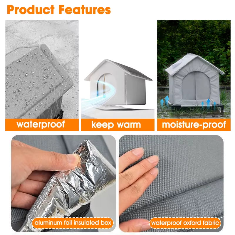 Stray Cats Shelter Winter Pet Furniture Oxford Cloth Weatherproof Cat House Stray Cat Dog Rescue Supplies Indoor and Outdoor Use