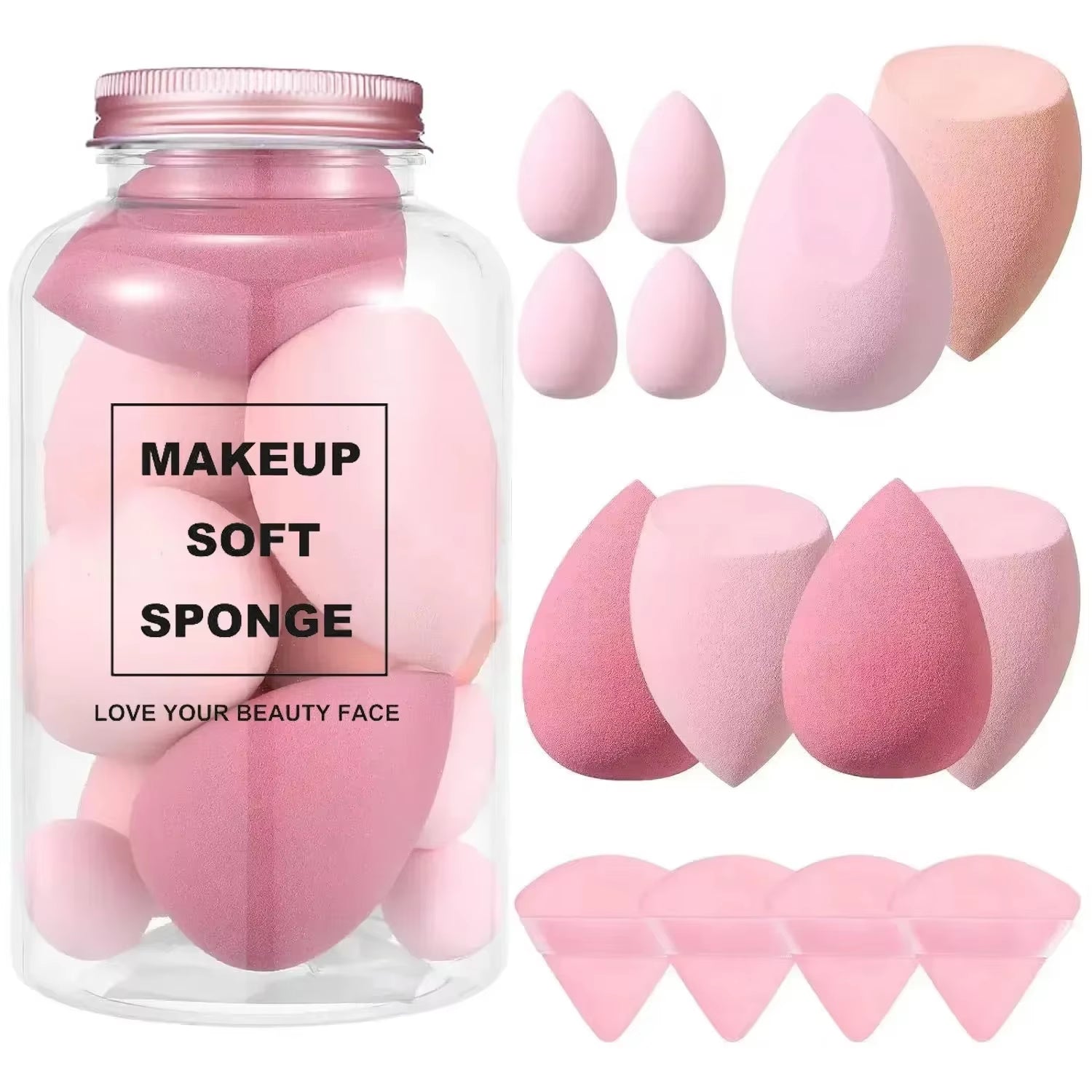 12/14Pcs Makeup Sponge Blender Beauty Egg with Storage Bottle Cosmetic Puff Foundation Sponges Powder Puffs Make up Accessories
