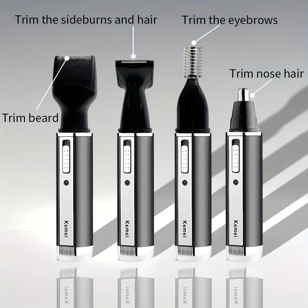 Kemei 4-in-1 Professional Rechargeable Nose, Ear, Hair Trimmer for Men | USB Charging, Nickel Battery, KM-6630 Beauty Fashion