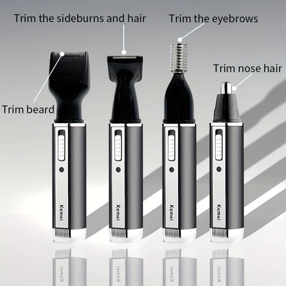 Kemei 4-in-1 Professional Rechargeable Nose, Ear, Hair Trimmer for Men | USB Charging, Nickel Battery, KM-6630 Beauty Fashion