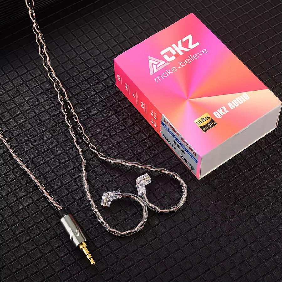 QKZ T1 Earphone Cable QDC Type Copper Silver-Plated Upgrade Cable 3.5Mm Wired Headphones for KZ ZSN PRO ZS10 Pro EDX TRN CCA