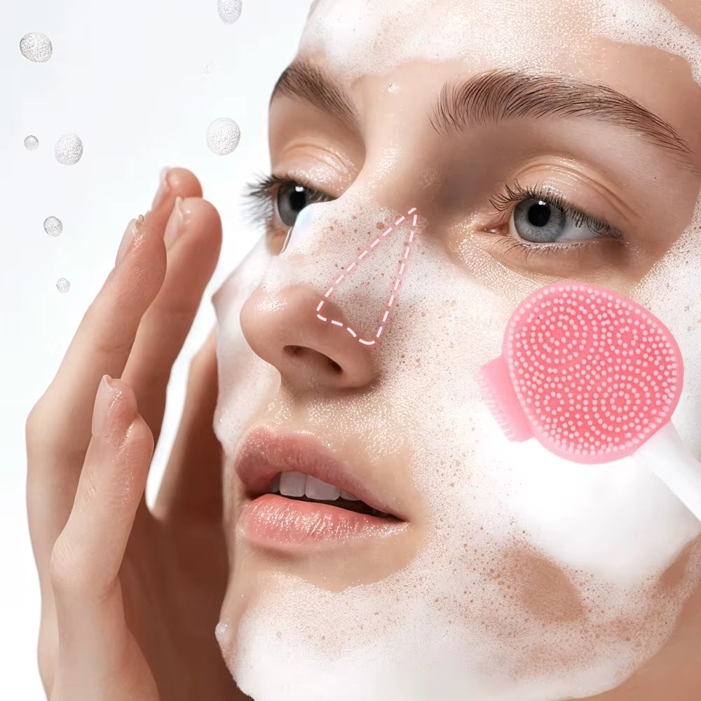 Facial Cleaning Silicone Brush Facial Mask Applicator Skincare Accessories Silicone Body Scrubbers 2In1 Spa Facial Wash Brushes