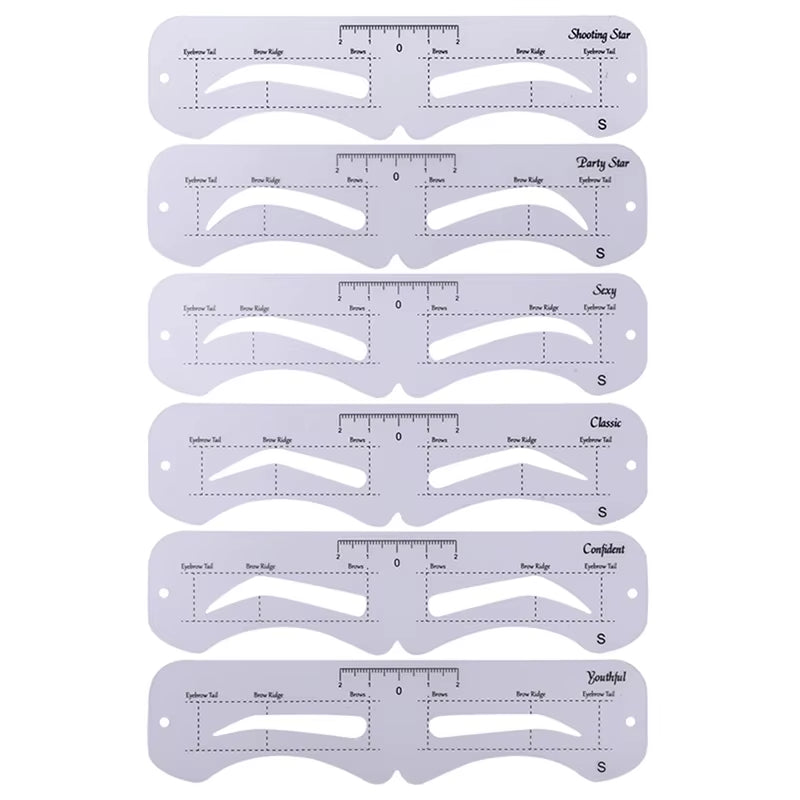 The New Fixed PVC Eyebrow Shaper Template Can Be Reused with High-Quality Stickers for Elegant Eyebrow Makeup Tools 6PCS