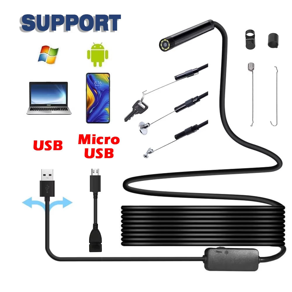 5.5/7Mm 480P Piping Sewer Usb Endoscope Inspection Micro Cameras for Cars Smartphone Android Tools Endoscope