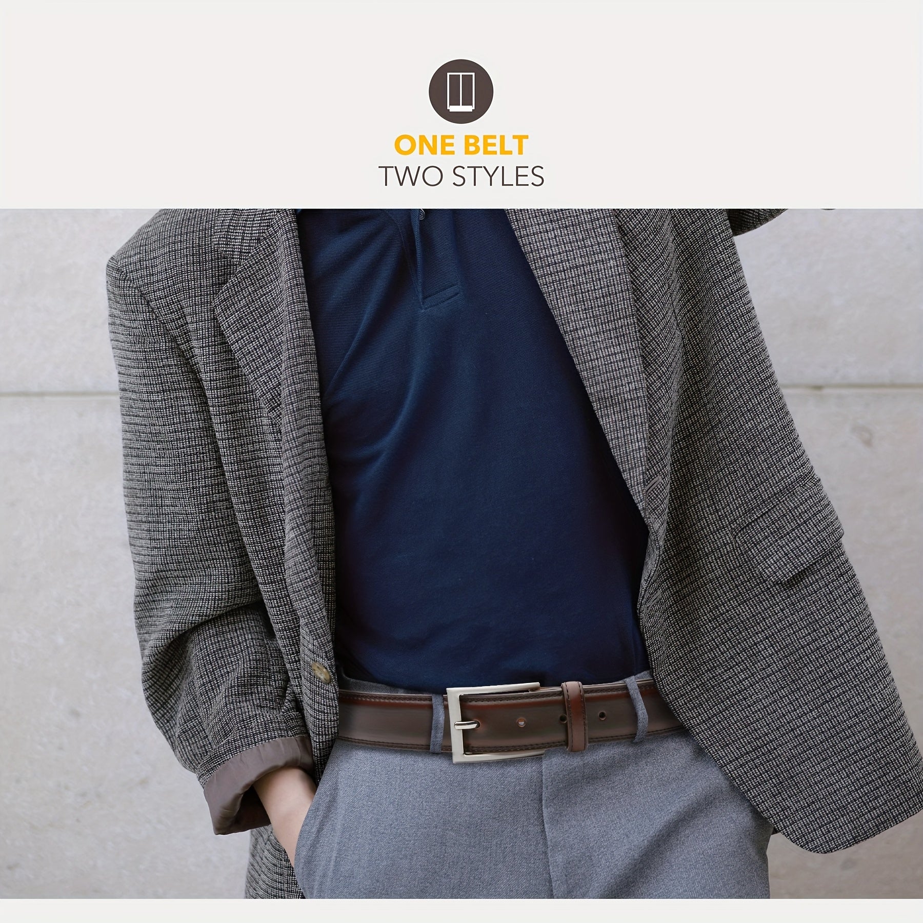 [Classic Men's Leather Belt] Classic & Fashion Men's Leather Belt | Single Prong Buckle for Jeans, Pants, Work & Business - Gift for Dad & Husband Beauty Fashion