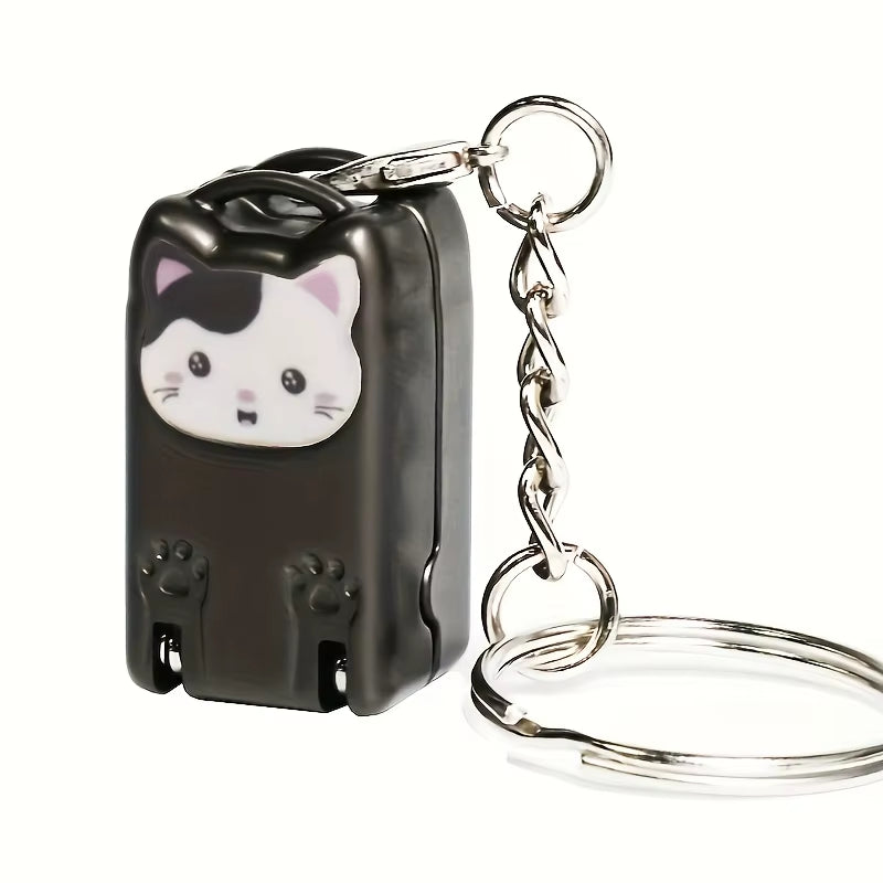 1Pc Exquisite Kitten Keychain Foldable Nail Clipper - Stainless Steel Rotary Toenail & Fingernail Manicure Trimmer