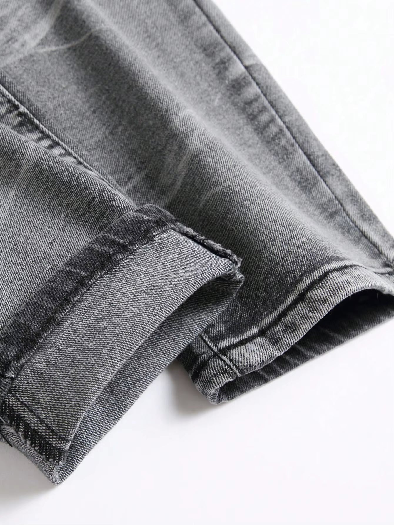 Men‘S Stretchy Denim Jeans Streetwear Tearing Patchwork Holes Ripped Denim Elastic Waist Casual Pants Slim Fit Straight Trousers