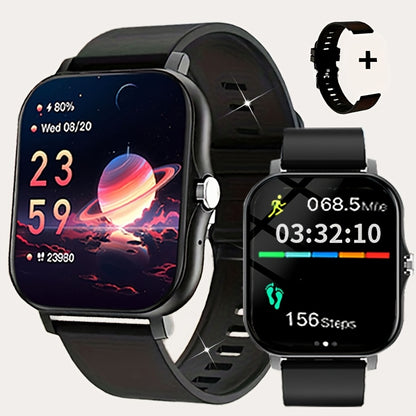 1.83-inch Full Touch Screen Smart Watch for Men And Women, USB Rechargeable, with Wireless Call And Message Reminder, Dual TPU Strap, Multi-sport Mode Outdoor Fitness Watch, Sports Recording Pedometer, Email Display, Activity