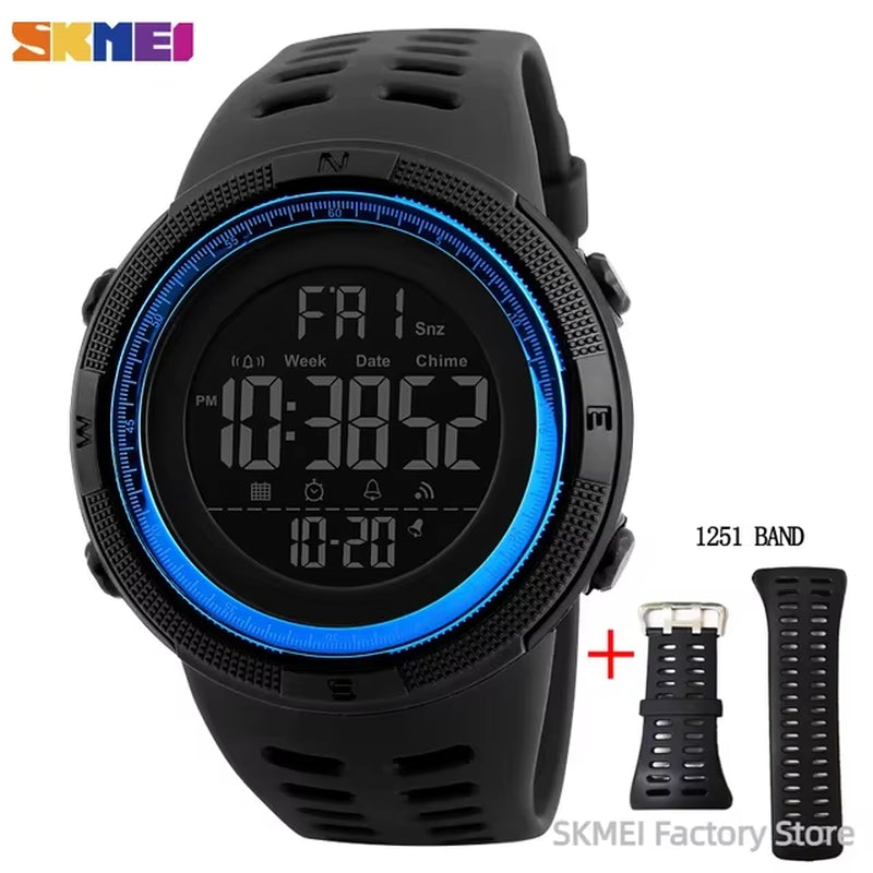 1251 Digital Watch for Men Waterproof Sports Electronic Countdown Mens Wristwatches Military Date Clock 1560 Reloj Hombre